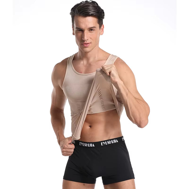 Be-In-Shape Men'S Slimming Vest Body Shaper Belly Control Posture Gynecomastia Compression Shirt Underwear Waist Trainer Corset