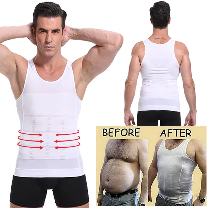 Be-In-Shape Men'S Slimming Vest Body Shaper Belly Control Posture Gynecomastia Compression Shirt Underwear Waist Trainer Corset