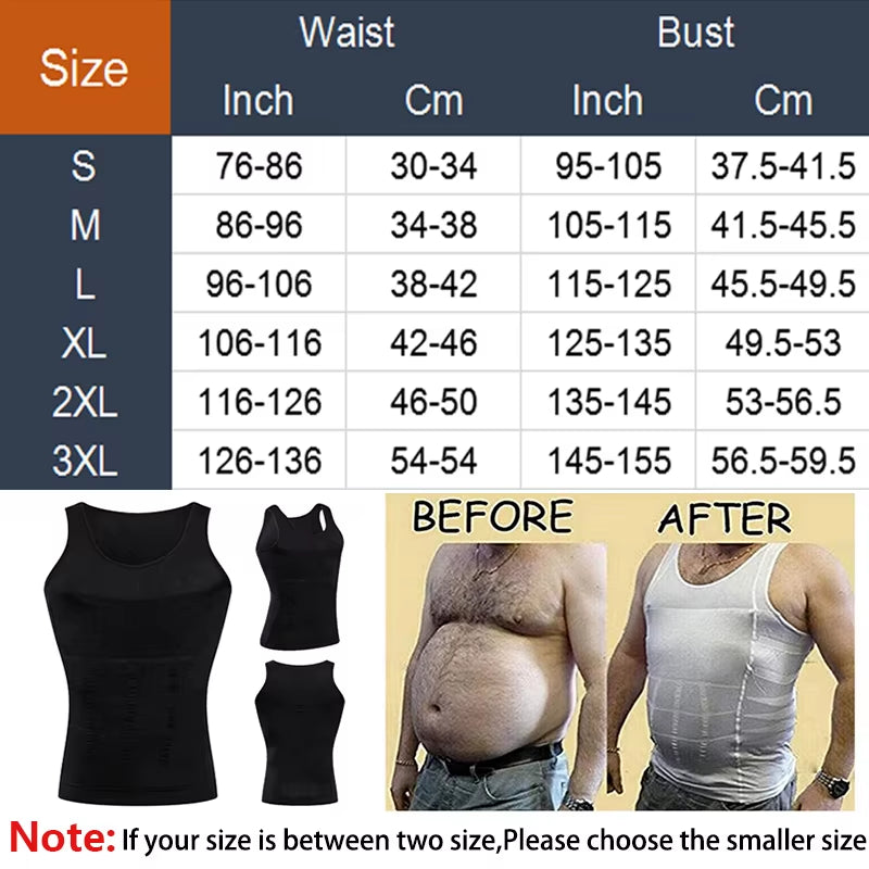 Be-In-Shape Men'S Slimming Vest Body Shaper Belly Control Posture Gynecomastia Compression Shirt Underwear Waist Trainer Corset