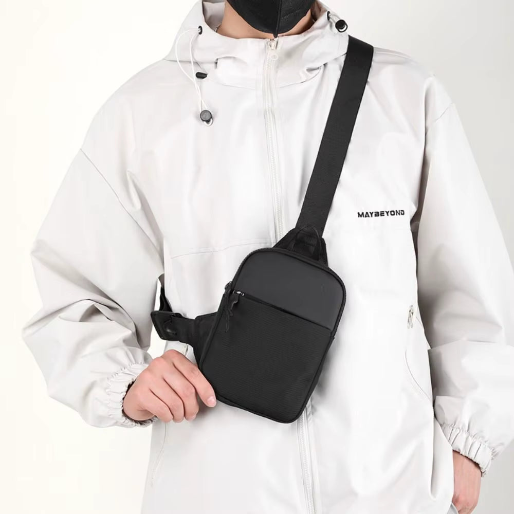 Men'S Chest Bag Fashion Small Canvas Shoulder Crossbody Bags for Man Mini Cloth Sling Sport Cross Phone Male Handbag