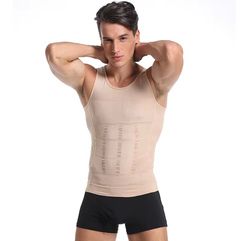 Be-In-Shape Men'S Slimming Vest Body Shaper Belly Control Posture Gynecomastia Compression Shirt Underwear Waist Trainer Corset